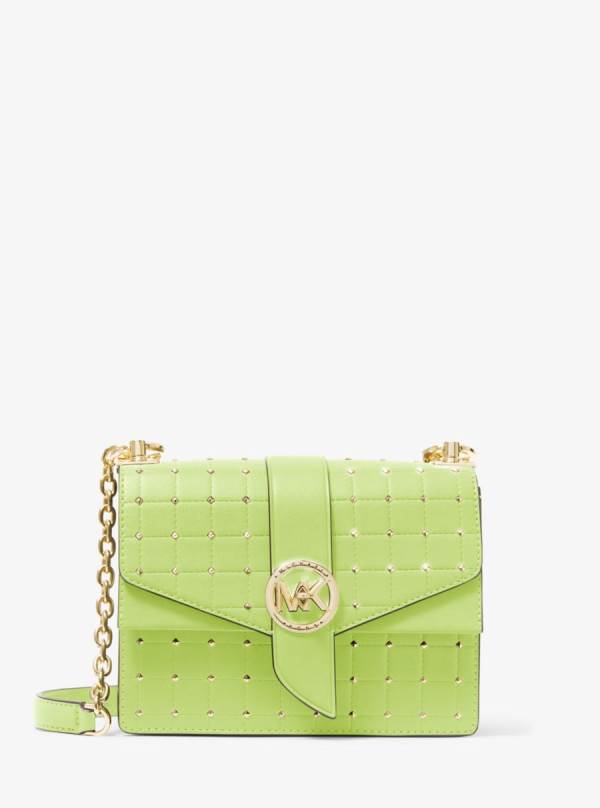 Damske Spojková Taška Michael Kors Greenwich Small Studded Quilted Faux Leather Svetlo Zelene - Kabelky Michael Kors Akcia | LFQWA-9630
